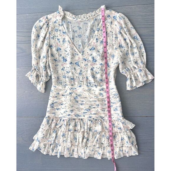 Love Shack Fancy Hannah Floral Silk Ruffled Dress - Picture 6 of 9